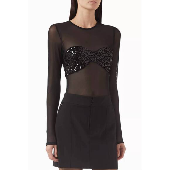 MISHA Tops - NEW MISHA callista sequin-embellished bodysuit in black